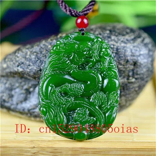 Men Accessories For Gift - قلادة التنين اليشم الصيني ، الأخضر