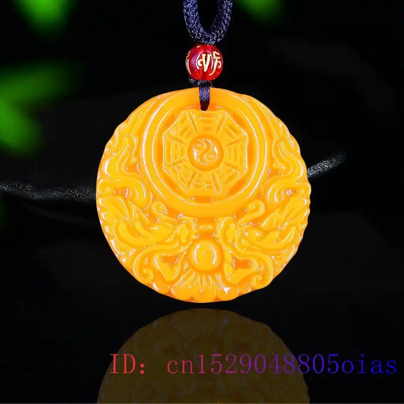 Men Accessories For Gift - الأصفر اليشم قلادة على شكل تنين