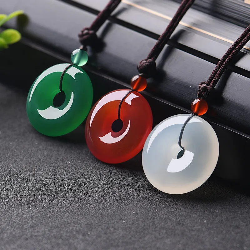 Men Accessories For Gift - قلادة اليشم الطبيعية على شكل دونات