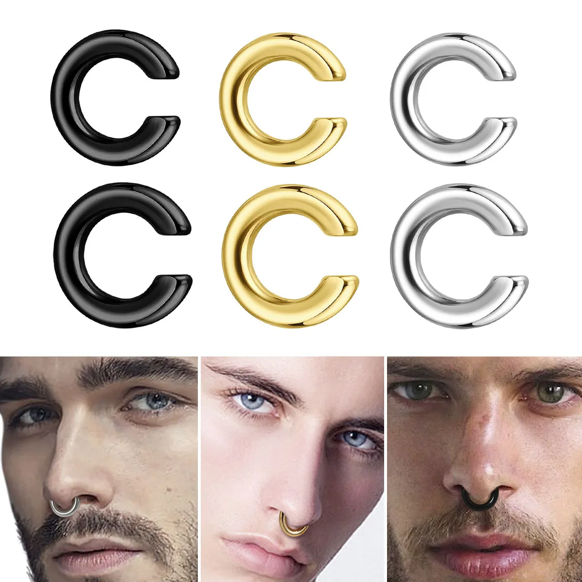 Men Accessories Ring - قطعة واحدة من حلقة الأنف المقلدة