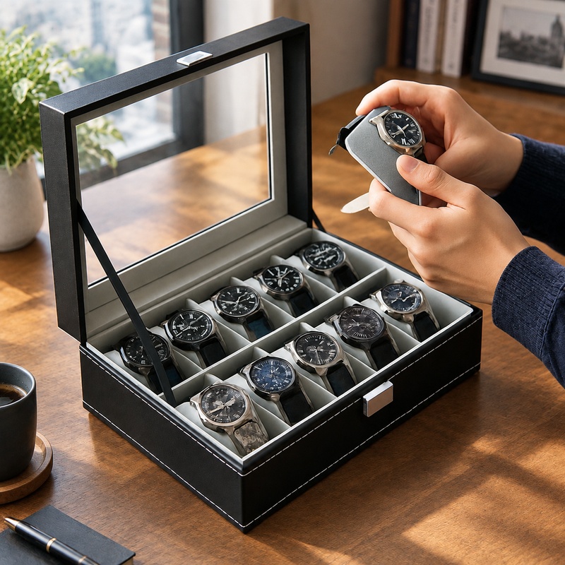 Men Accessories Organiser - صندوق منظم للساعات والمجوهرات مصنوع من