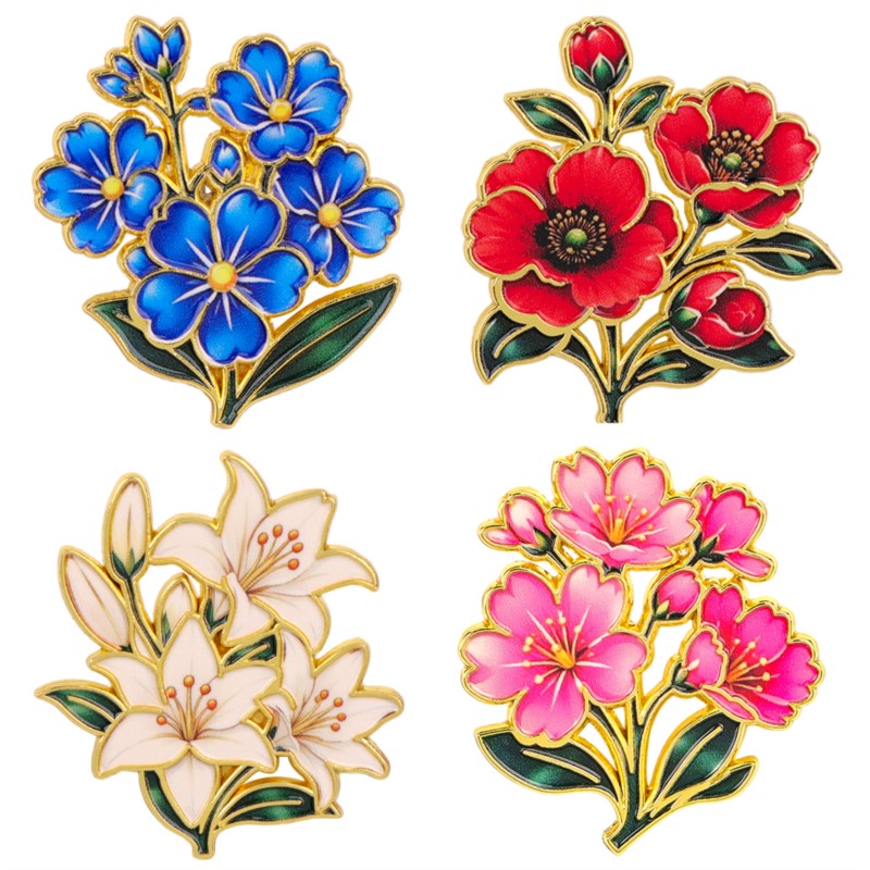دبوس زخرفي مينا ملون بنمط زهور - مراجعة Lapel Pin Enamel وسعره