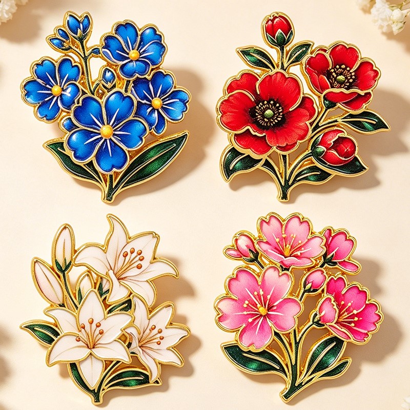 دبوس زخرفي مينا ملون بنمط زهور - مراجعة Lapel Pin Enamel وسعره