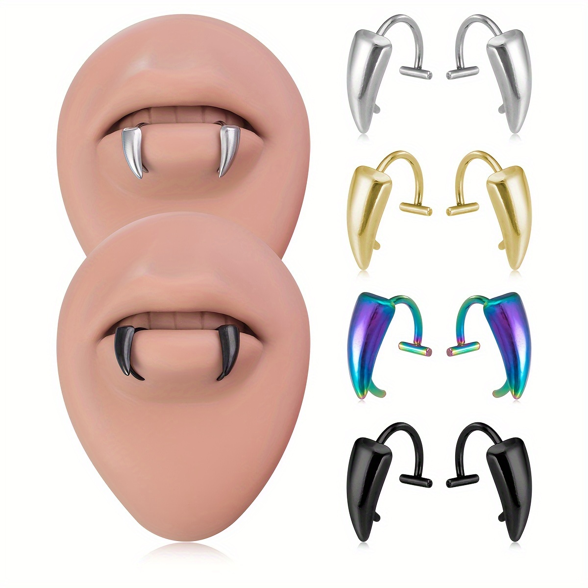 1pair الفولاذ المقاوم للصدأ مص - مراجعة Men'S Vampire Accessories وسعره